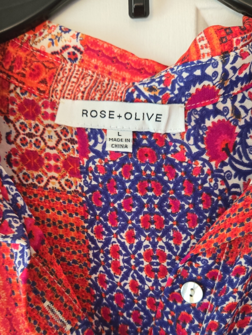 Rose & Olive Women's Sleeveless Patchwork Print Button-Up Blouse Size Large Boho - Picture 8 of 11